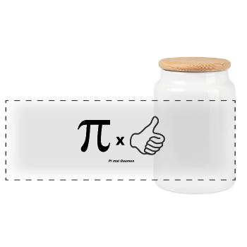 PI times thumb Swabian saying for Swabians - Panoramic Cookie Jar with Wooden Lid - white - Front