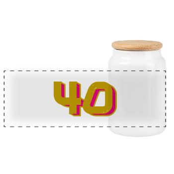 40. 40 YEARS. 40th ANNIVERSARY. 40TH ANNIVERSARY. - Panoramic Cookie Jar with Wooden Lid - white - Front