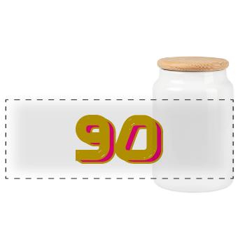 90. 90 YEARS. 90TH ANNIVERSARY. 90TH ANNIVERSARY. - Panoramic Cookie Jar with Wooden Lid - white - Front