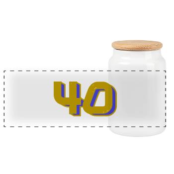 40. 40 YEARS. 40th ANNIVERSARY. 40 YEARS ANNIVERSARY. - Panoramic Cookie Jar with Wooden Lid - white - Front
