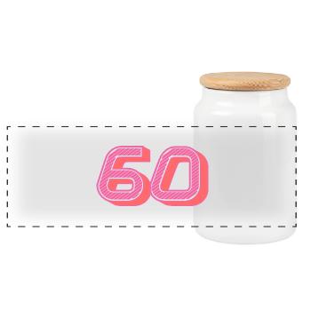60. 60 JAHRE. 60. JAHRESTAG. 60. GEBURTSTAG. - Panorama Keksdose mit Holzdeckel - Weiß - Vorne