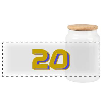20. 20 YEARS. 20th ANNIVERSARY. 20 YEARS ANNIVERSARY. - Panoramic Cookie Jar with Wooden Lid - white - Front