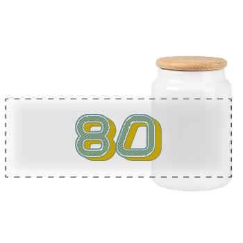 80. 80 ANS. 80e ANNIVERSAIRE. ANNIVERSAIRE 80 ANS. - Boîte à biscuits avec couvercle en bois - blanc - Devant