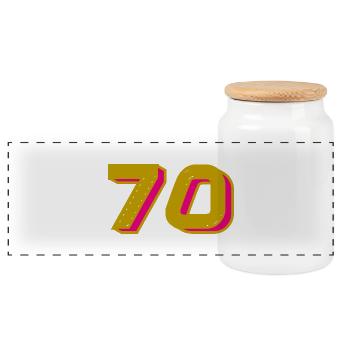 70. 70 YEARS. 70th ANNIVERSARY. 70 YEARS ANNIVERSARY. - Panoramic Cookie Jar with Wooden Lid - white - Front