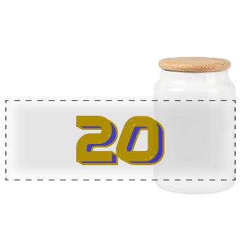 20. 20e ANNIVERSAIRE. ANNIVERSAIRE 20 ANS. 20 ANS. - Boîte à biscuits avec couvercle en bois - blanc - Devant