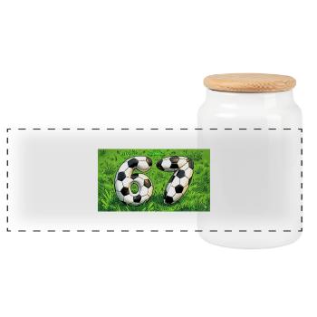 Six Seven Football Design - Panoramic Cookie Jar with Wooden Lid - white - Front