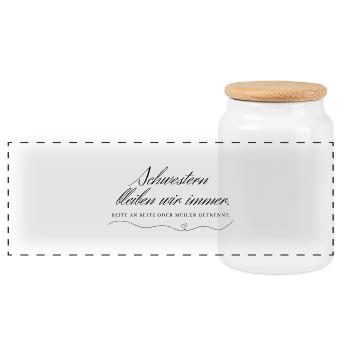 Sister - Panoramic Cookie Jar with Wooden Lid - white - Front