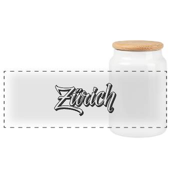 Zurich - Panoramic Cookie Jar with Wooden Lid - white - Front
