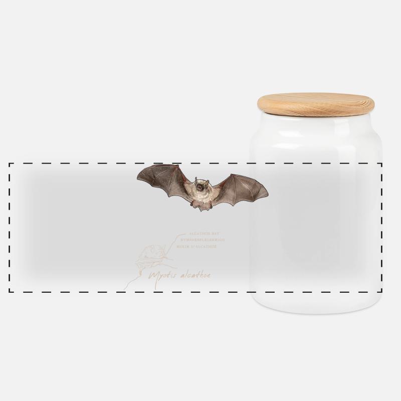 Nymphenfledermaus - Panorama Keksdose mit Holzdeckel - Weiß