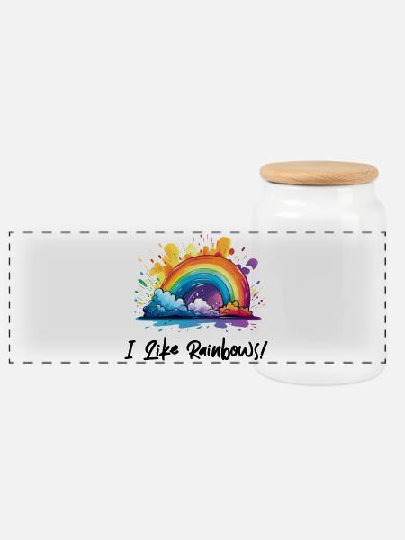Ich Liebe Regenbögen - Panorama Keksdose mit Holzdeckel - Weiß
