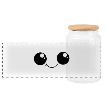Cute Smiley with big eyes - Panorama Keksdose mit Holzdeckel - Weiß - Vorne