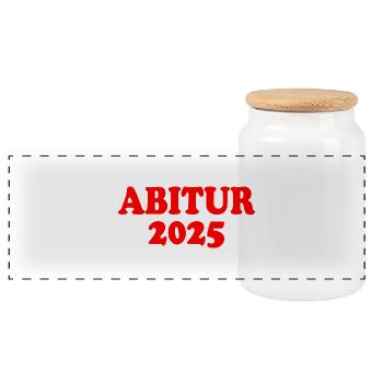 Abitur 2025 - Panoramic Cookie Jar with Wooden Lid - white - Front