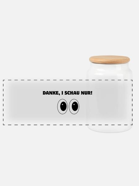 Danke, i schau nur! - Panorama Keksdose mit Holzdeckel - Weiß