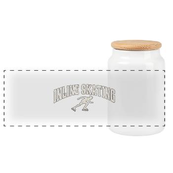 Inline Skating Retro Skater Silhouette - Panorama Keksdose mit Holzdeckel - Weiß - Vorne