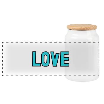 LOVE. MOM. MOTHER'S DAY. HAPPY MOTHER'S DAY - Panoramic Cookie Jar with Wooden Lid - white - Front