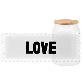VALENTINE'S DAY. Bachelorette party. I LOVE YOU. I LOVE YOU. LOVE - Panoramic Cookie Jar with Wooden Lid - white - Front