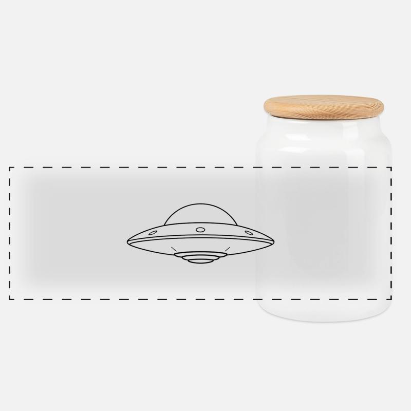 Minimalistic UFO - Panorama Keksdose mit Holzdeckel - Weiß
