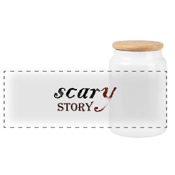 Scary Tale Vintage Typography - Panoramic Cookie Jar with Wooden Lid - white - Front