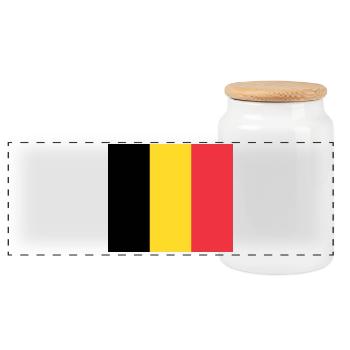 Belgium - Panoramic Cookie Jar with Wooden Lid - white - Front