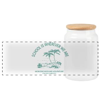 Aventure de l’école mondiale - Boîte à biscuits avec couvercle en bois - blanc - Devant