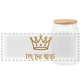 Couronne d’Or, je suis le roi - Boîte à biscuits avec couvercle en bois - blanc - Devant
