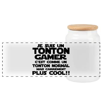 je suis un tonton gamer - Boîte à biscuits avec couvercle en bois - blanc - Devant