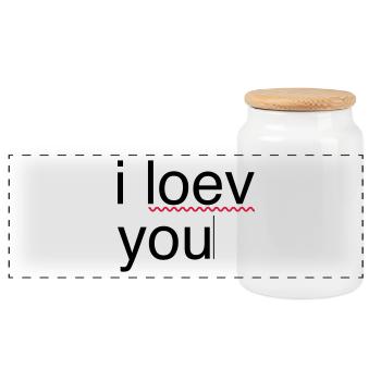 i love you error - Panoramic Cookie Jar with Wooden Lid - white - Front