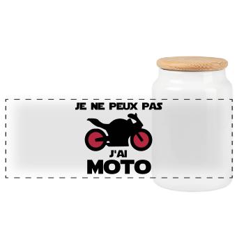 j'ai moto - Boîte à biscuits avec couvercle en bois - blanc - Devant