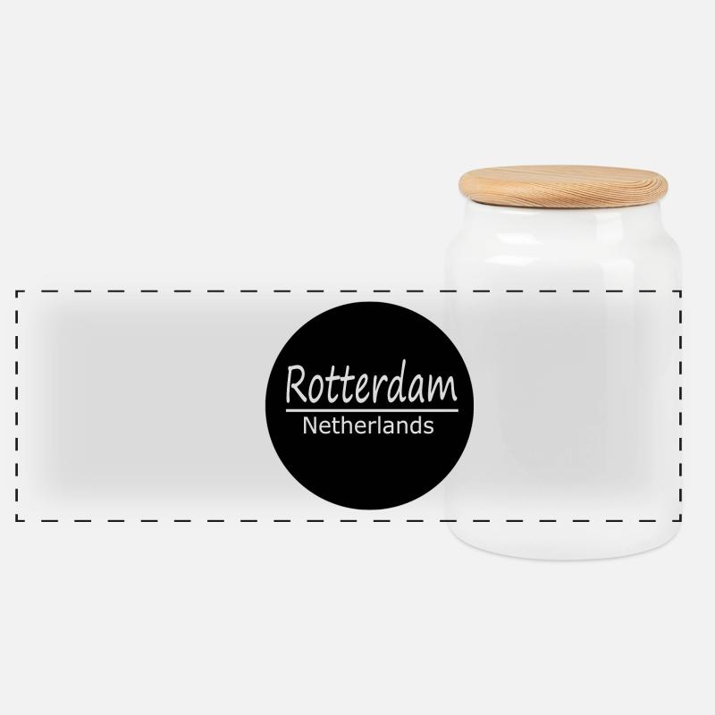 Rotterdam - Panorama Keksdose mit Holzdeckel - Weiß