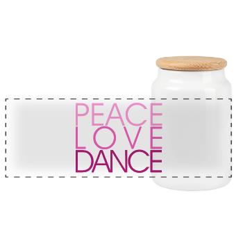 Peace Love Dance pink - Danceshirt - Panorama Keksdose mit Holzdeckel - Weiß - Vorne