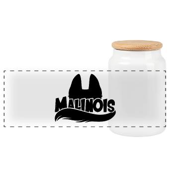 Abbildung Malinois - Panorama Keksdose mit Holzdeckel - Weiß - Vorne