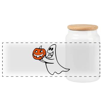 Ghost - Panoramic Cookie Jar with Wooden Lid - white - Front
