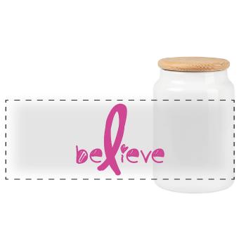 Believe Cancer Fight - Panorama Keksdose mit Holzdeckel - Weiß - Vorne