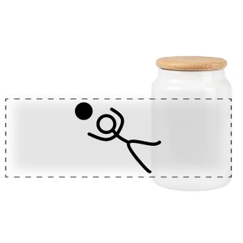 Stickman Torwart - Panorama Keksdose mit Holzdeckel - Weiß - Vorne