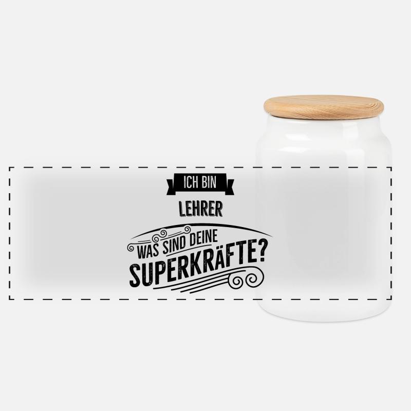Lehrer - Panorama Keksdose mit Holzdeckel - Weiß
