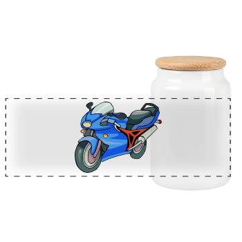 motocross motorcycles athlete sport motorcycle40 - Panoramic Cookie Jar with Wooden Lid - white - Front