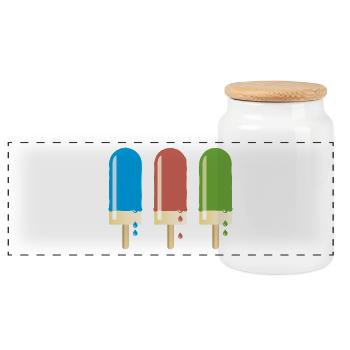 Popsicles delicious ice cream summer heat milk ice cream - Panoramic Cookie Jar with Wooden Lid - white - Front
