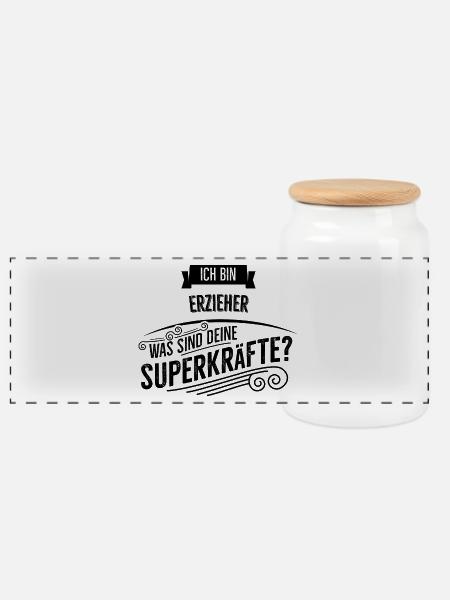 Erzieher - Panorama Keksdose mit Holzdeckel - Weiß
