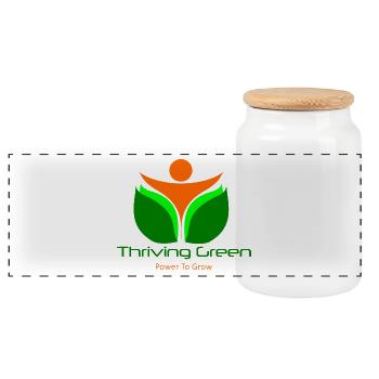 Thriving Green - Panorama Keksdose mit Holzdeckel - Weiß - Vorne