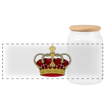 Couronne - Boîte à biscuits avec couvercle en bois - blanc - Devant