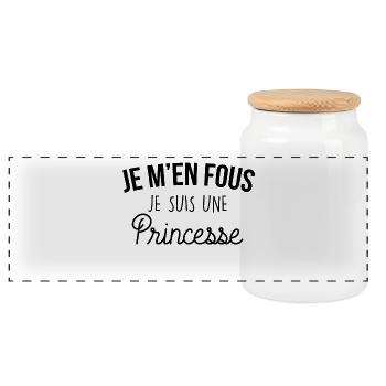 je m en fous je suis une princesse - Boîte à biscuits avec couvercle en bois - blanc - Devant