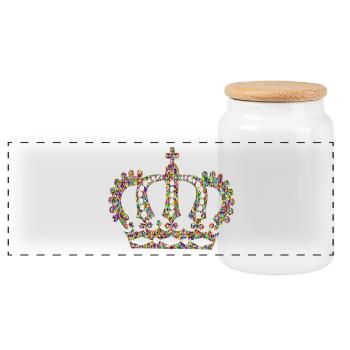 krone crown koenig king castle schloss tower burg1 - Panorama Keksdose mit Holzdeckel - Weiß - Vorne