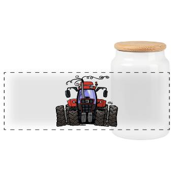 0251 tracteur rouge 1255 - Boîte à biscuits avec couvercle en bois - blanc - Devant
