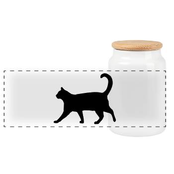 Stolze Katze - Panorama Keksdose mit Holzdeckel - Weiß - Vorne