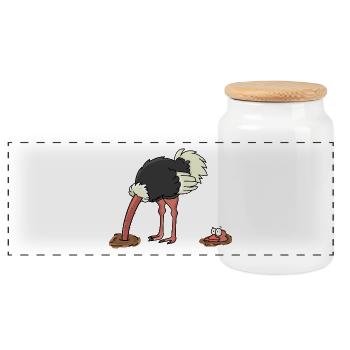 d'autruche - Boîte à biscuits avec couvercle en bois - blanc - Devant