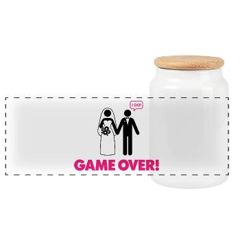 Spiel beendet. Ich bin verheiratet. - Panorama Keksdose mit Holzdeckel - Weiß - Vorne