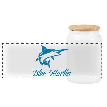 Angler - Angelsport - Blue Marlin - Geschenk - Panorama Keksdose mit Holzdeckel - Weiß - Vorne