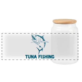 Angler - Angelsport - Thunfisch - Geschenk - Panorama Keksdose mit Holzdeckel - Weiß - Vorne