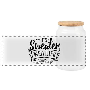 C'est le temps du chandail - Boîte à biscuits avec couvercle en bois - blanc - Devant