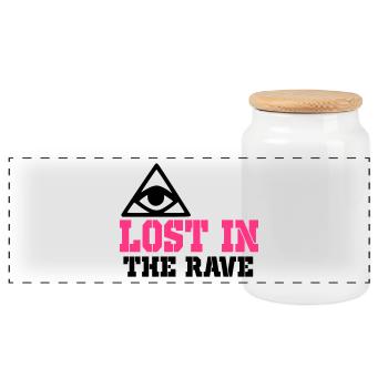 lost in the rave - Panoramic Cookie Jar with Wooden Lid - white - Front
